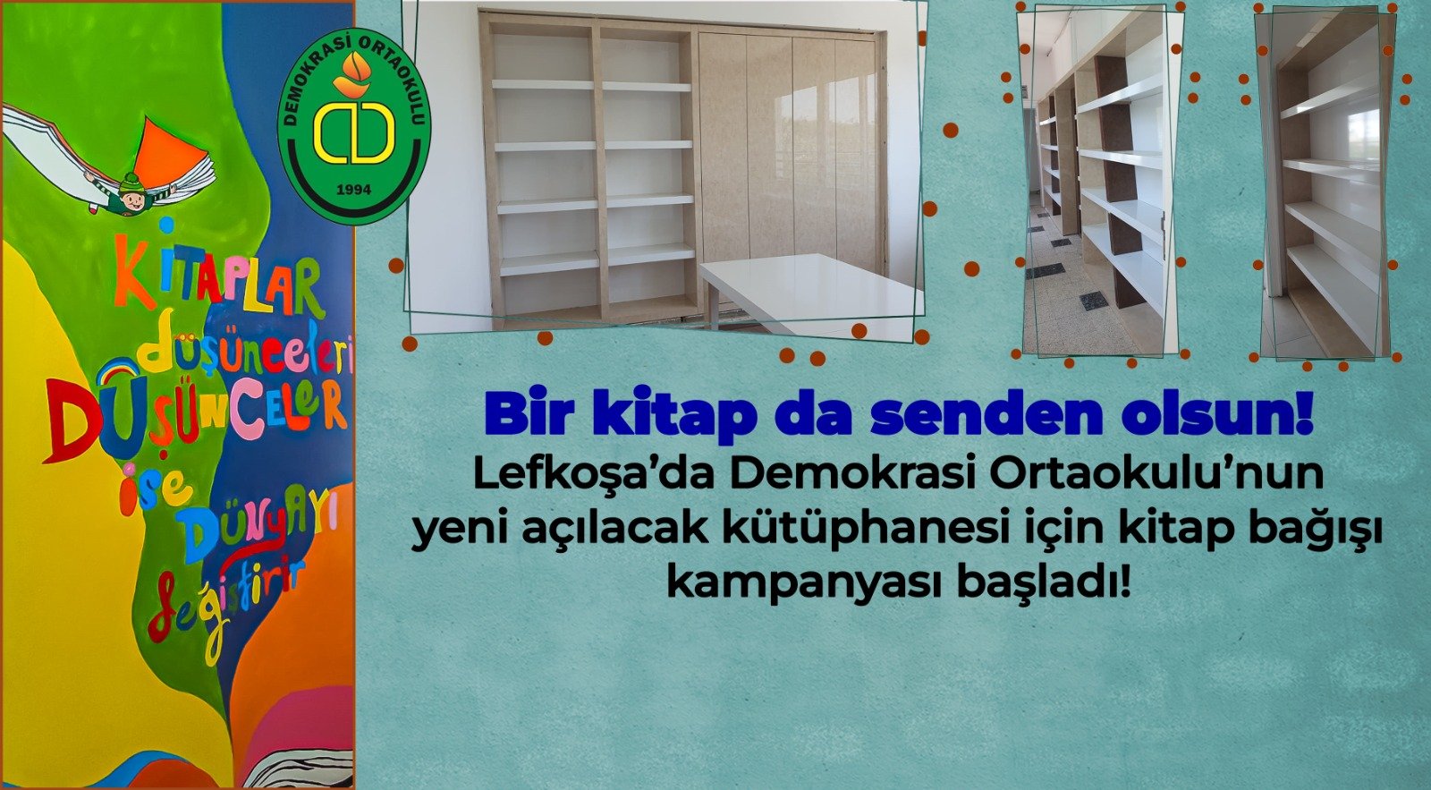 Lefkoşa Demokrasi Ortaokulu kitap bağışlarınızı bekliyor