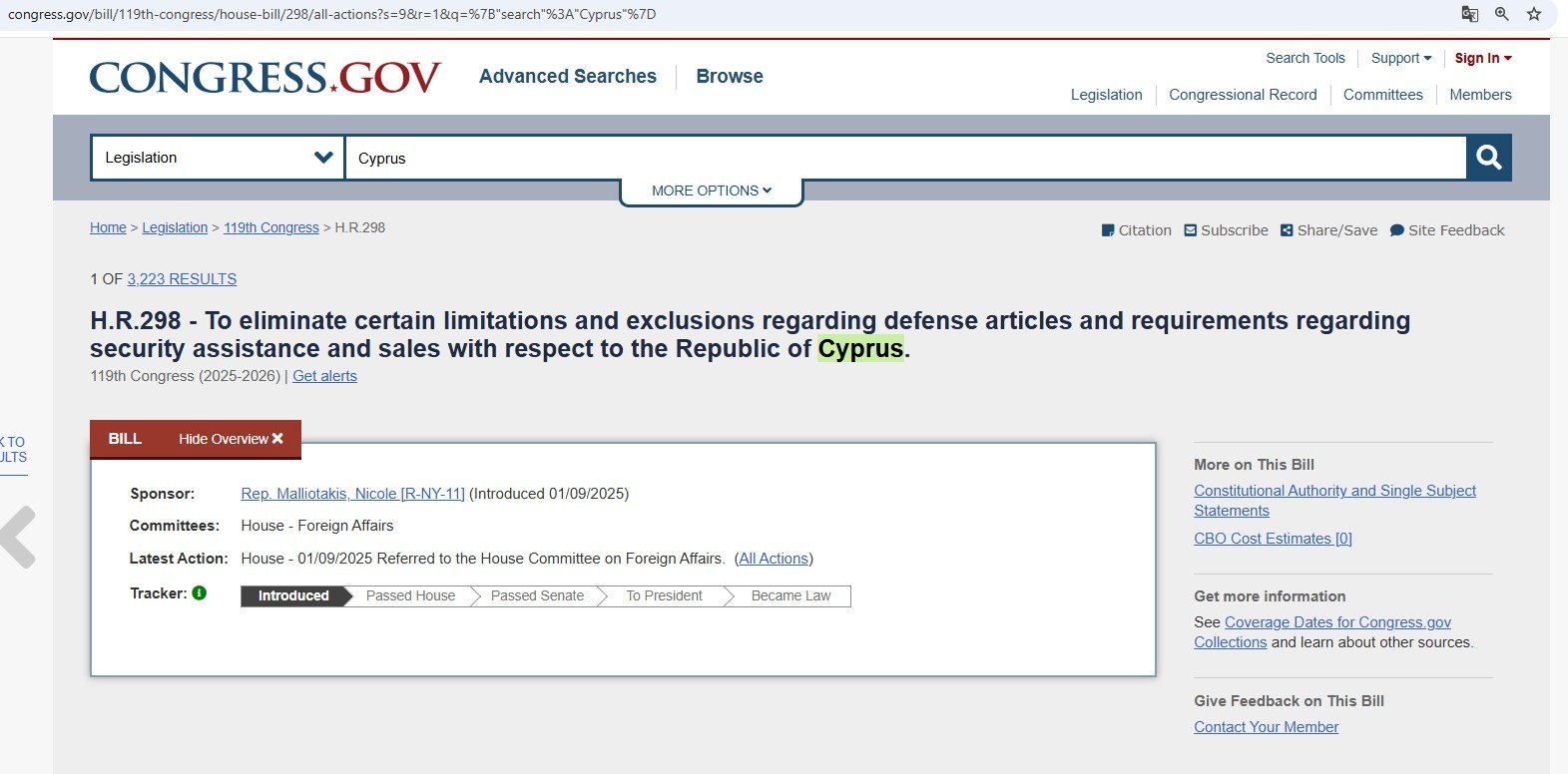 ABD Kongresi’ne Güney Kıbrıs’a silah ambargosunun tamamen kaldırılması için tasarı sunuldu