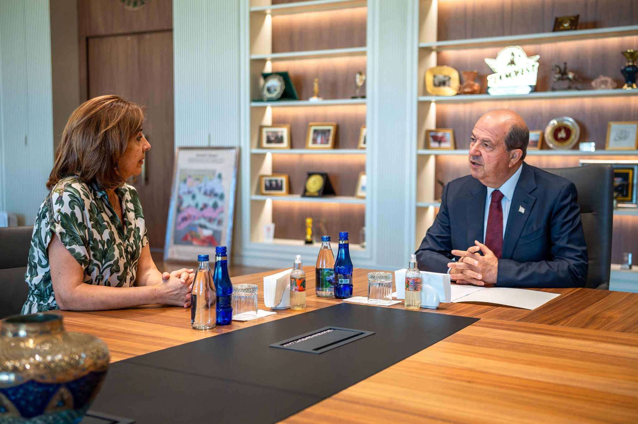 Cumhurbaşkanı Ersin Tatar BMGS Kişisel Temsilcisi Maria Angela Holguin Cuellar’la görüştü