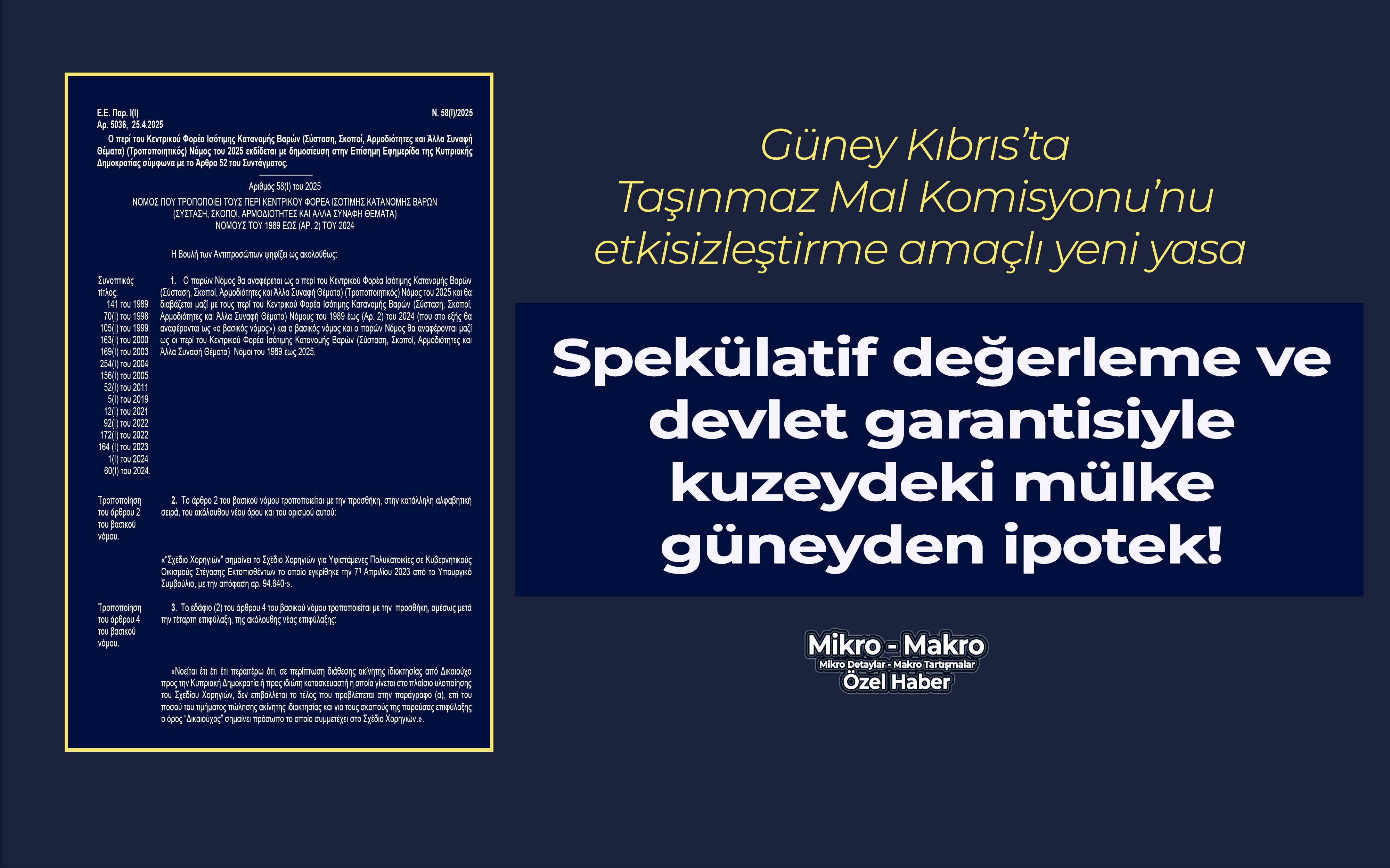 Güney Kıbrıs’ta Taşınmaz Mal Komisyonu’na karşı yeni düzenleme