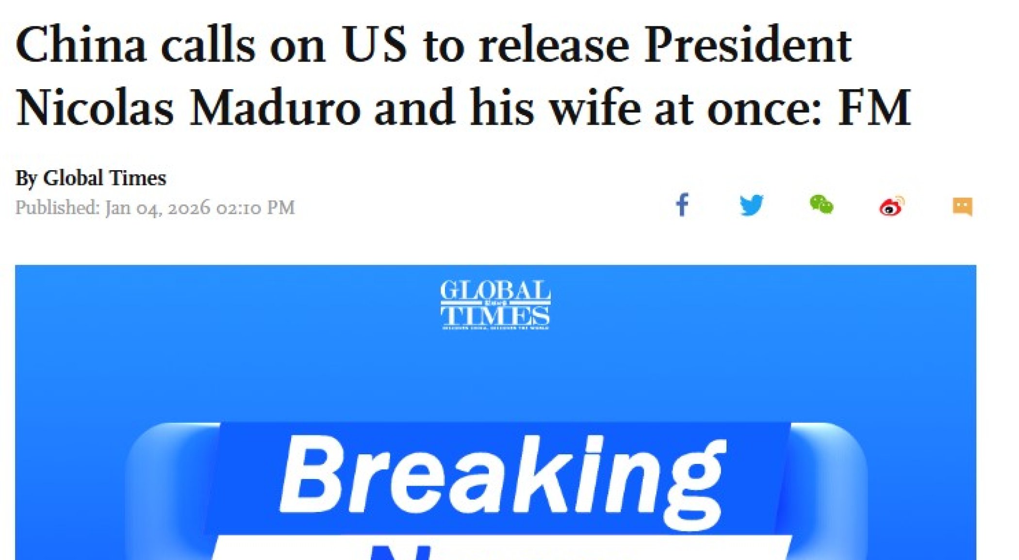 Çin, ABD’ye Nicolás Maduro ve eşini derhal serbest bırakma çağrısı yaptı